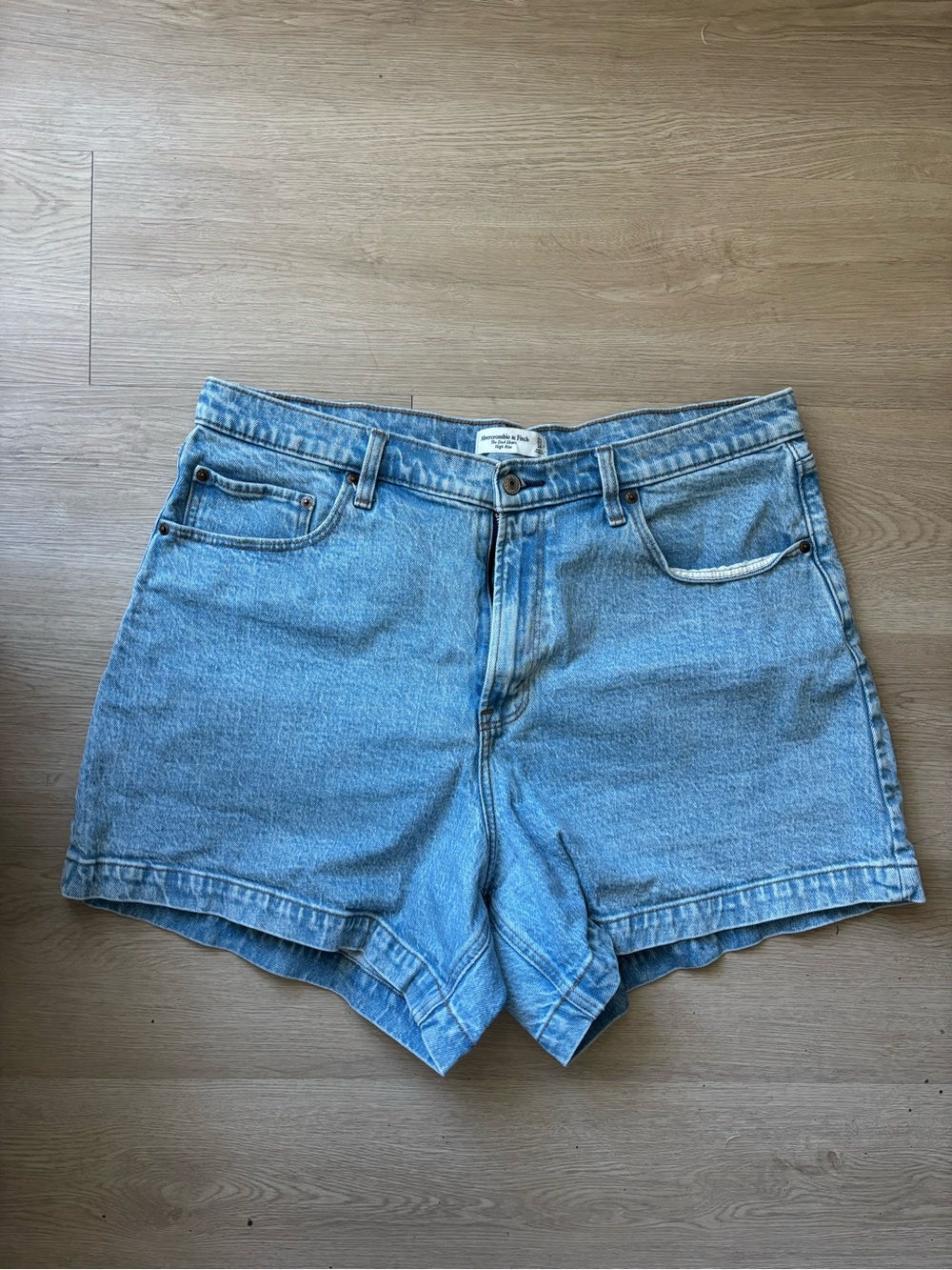 Abercrombie & Fitch Light Wash Mid-Rise Denim Shorts